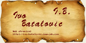 Ivo Batalović vizit kartica